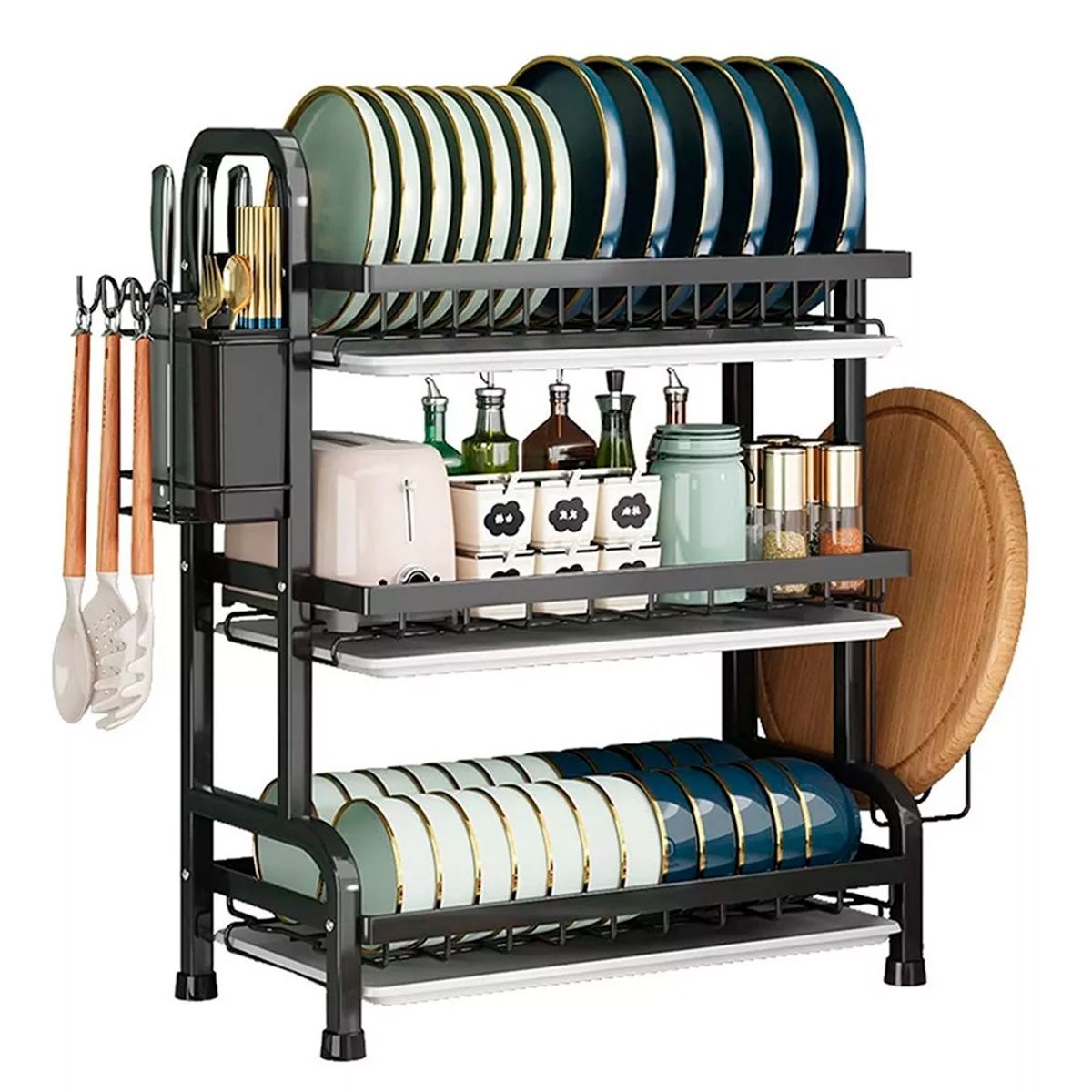 GENERICO - Secador Escurridor De Loza Platos 3 Niveles