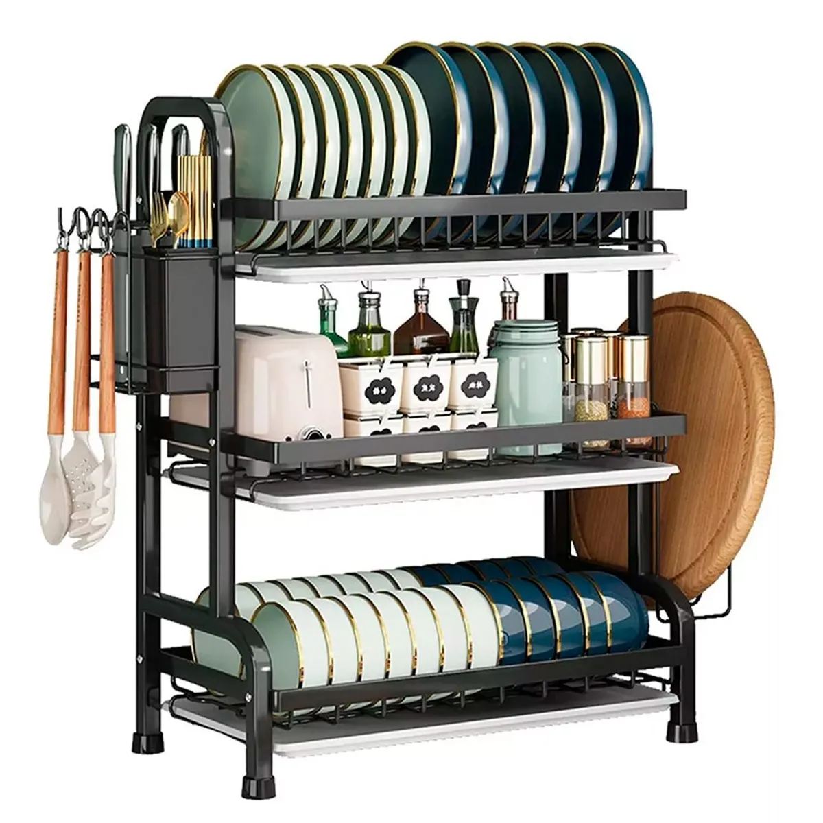 GENERICO - Secador Escurridor De Loza Platos 3 Niveles