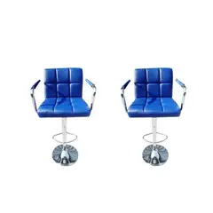 DECHAUS - Pack 2 Sillas Taburete Bar Dec Haus Metal-ecocuero 62-82 Cm azul