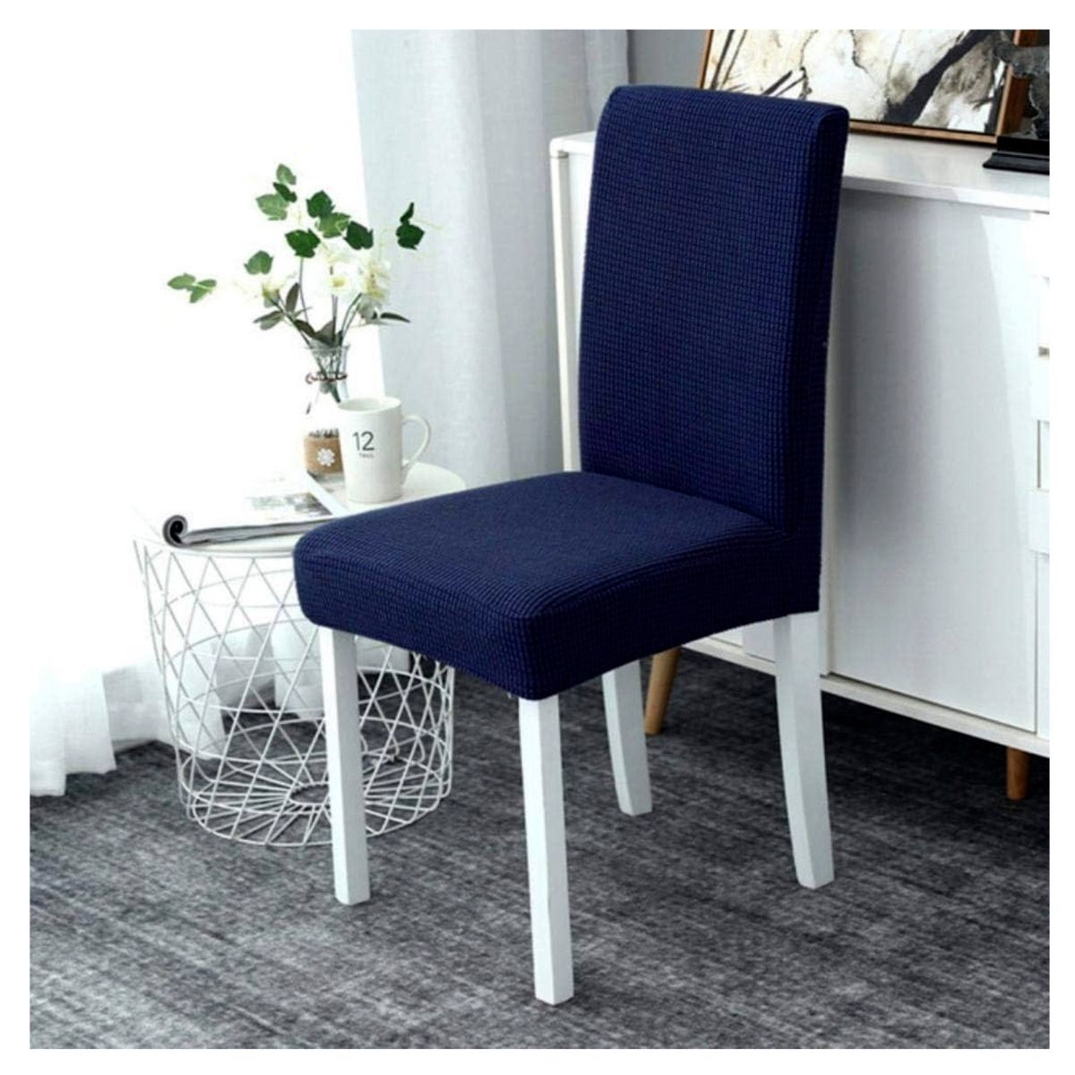 GENERICO - Fundas Sillas Decoración Elasticadas Pack X6 Texturizadas azul