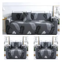 GENERICO - Juego De 3 Fundas Cubre Sillón, Tamaño 3+1+1 gris diseño palma
