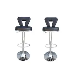 DECHAUS - Pack 2 Sillas Taburete Bar Dec Haus Cuero-metal 62-83 J10-24 Negro