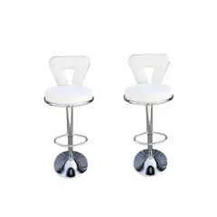 DECHAUS - Pack 2 Sillas Taburete Bar Dec Haus Cuero-metal 62-83 J10-24 Blanco
