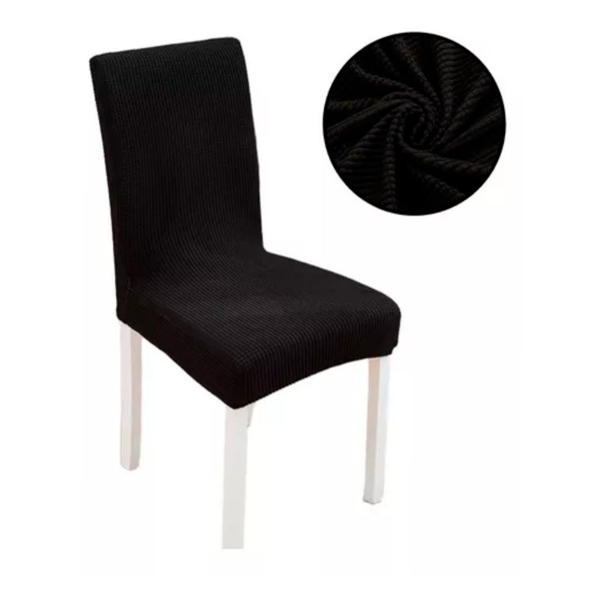 GENERICO - Fundas Sillas Decoración Elasticadas Pack X6 Texturizadas negro