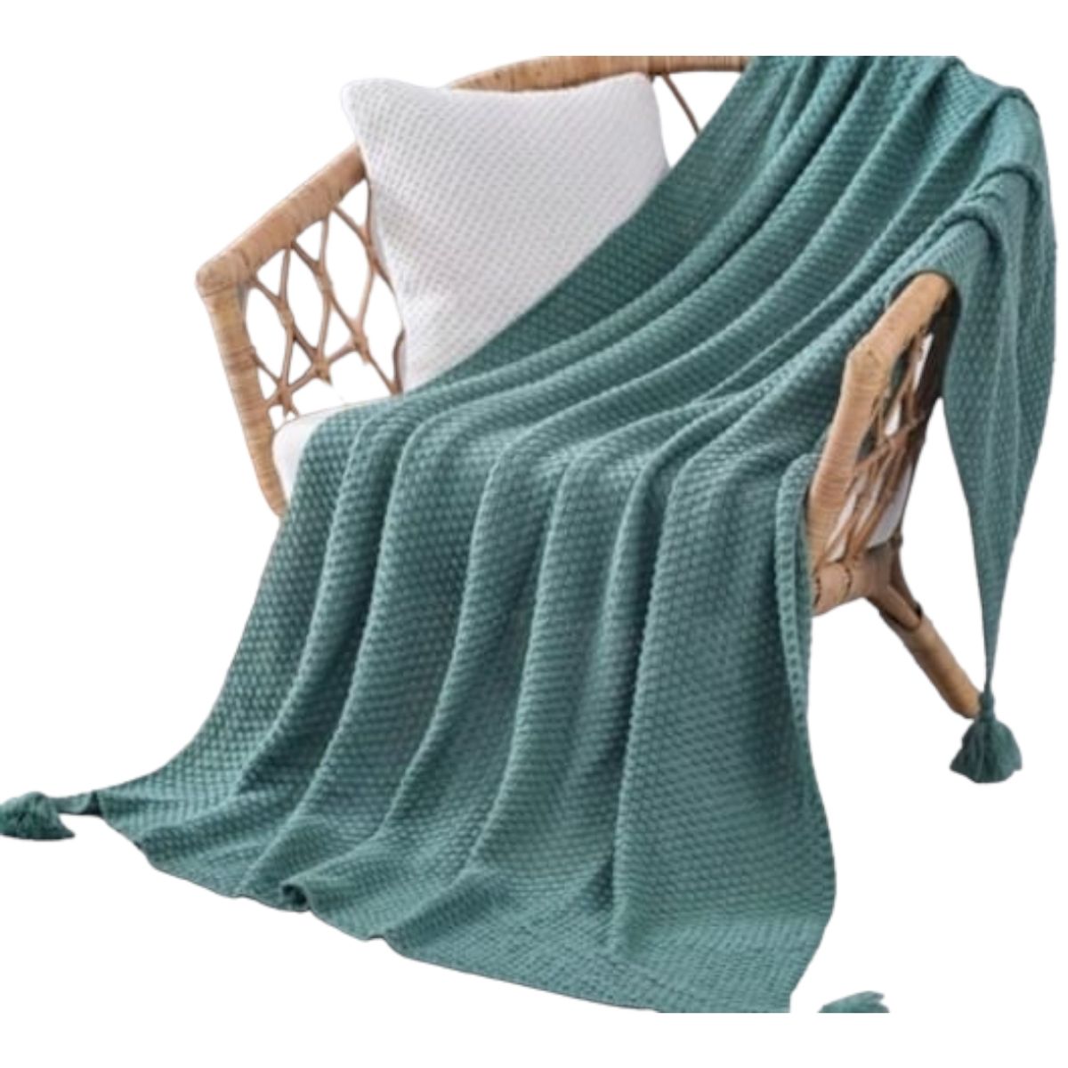 ANGELES DEL HOGAR - Manta para sofa tejida con Borlas 172x127cm Calipso