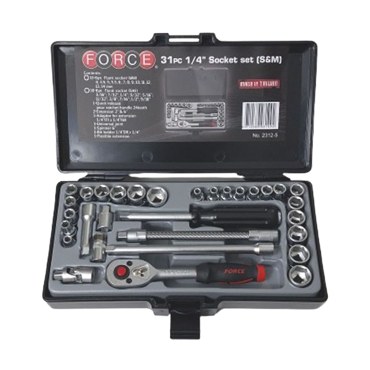 FORCE - Juego de Dados Hexagonales Force 1/4 - 31 Piezas (mm/pulg)