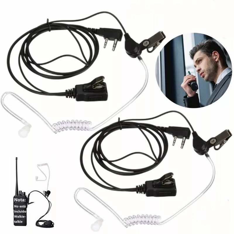 KUANGYE - 2 Audifonos Manos Libres Para Radio Talkie Kenwood Baofeng