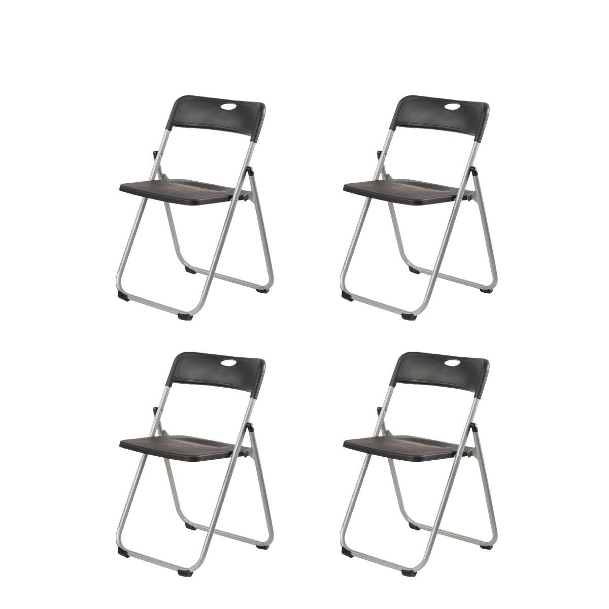 GENERICO - Silla plegable metalica Negro 4 Unidades Bighouse