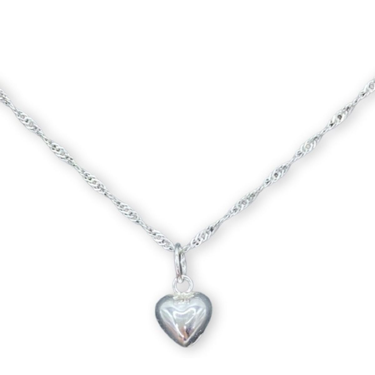 GENERICO - Collar Dije Corazón Delicado Singapur Plata 925 +caja.