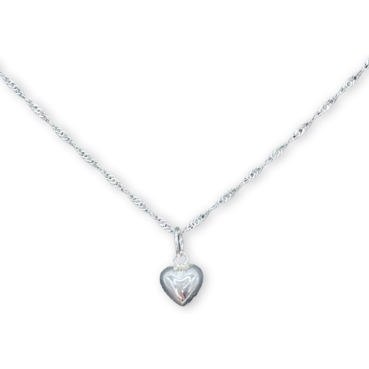 GENERICO - Collar Dije Corazón Delicado Singapur Plata 925 +caja.