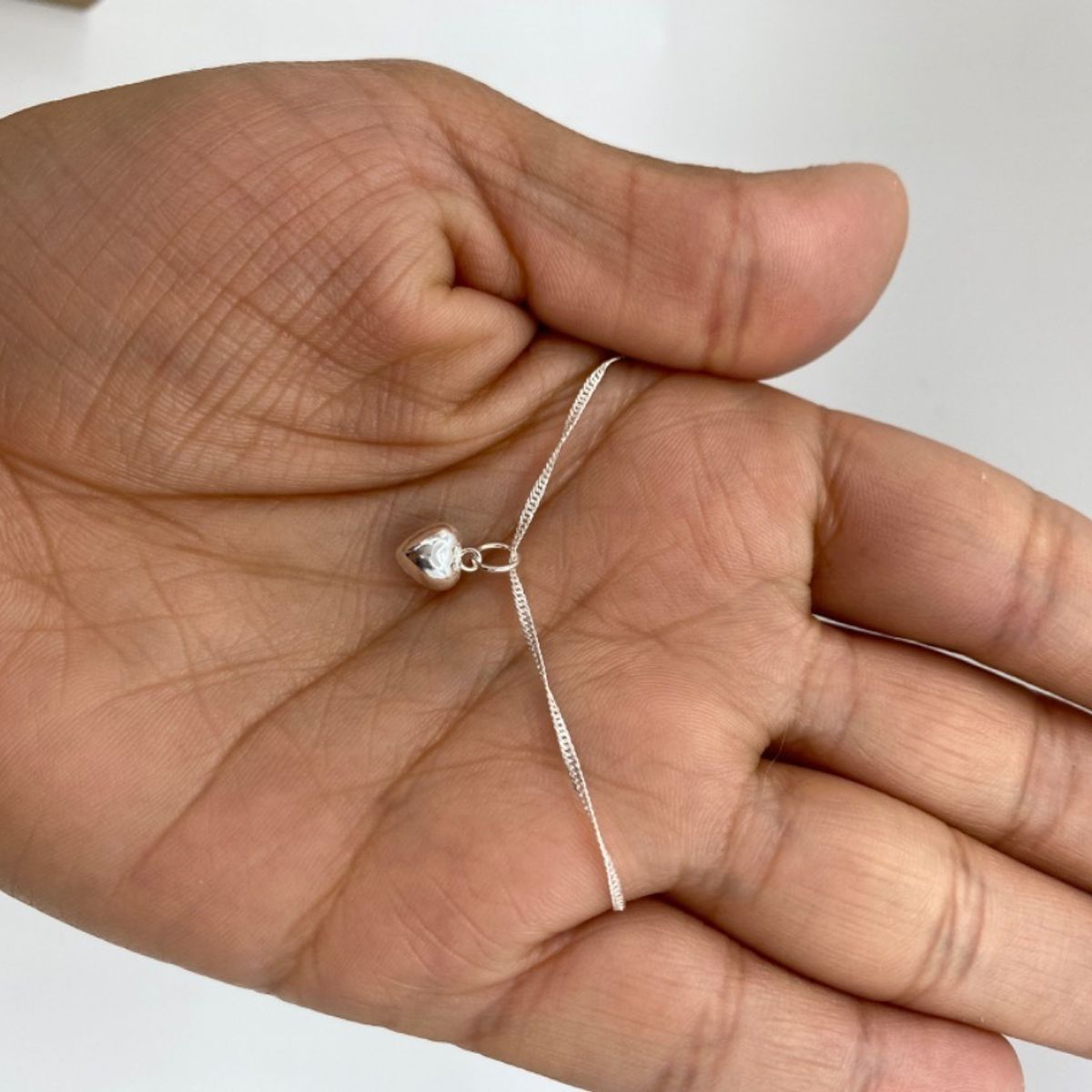 GENERICO - Collar Dije Corazón Delicado Singapur Plata 925 +caja.