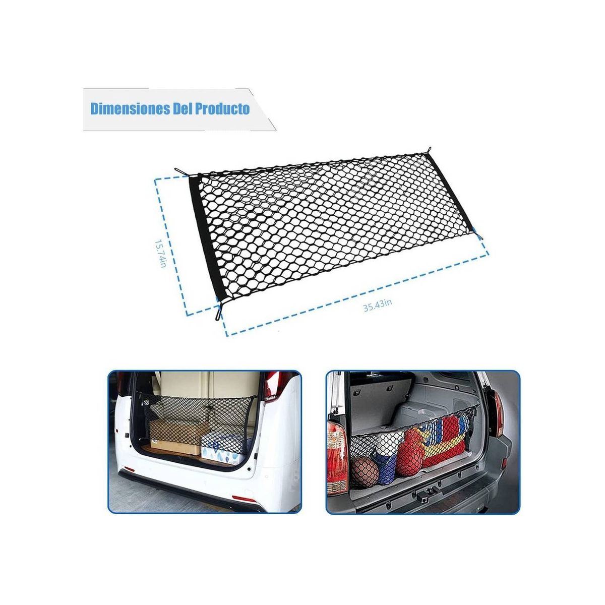 EASY FIT - Red De Almacenamiento Malla Cajuela Maletero Auto Elástica