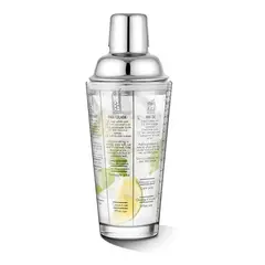 PARTYGLOBOS - Coctelera De 450ml Con Recetas Impresas Tragos Transparente