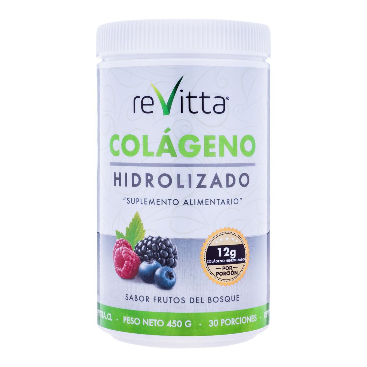 REVITTA WELLNESS - Colágeno Hidrolizado + Vitaminas  Frutos del bosque 450gr 30sv Revitta
