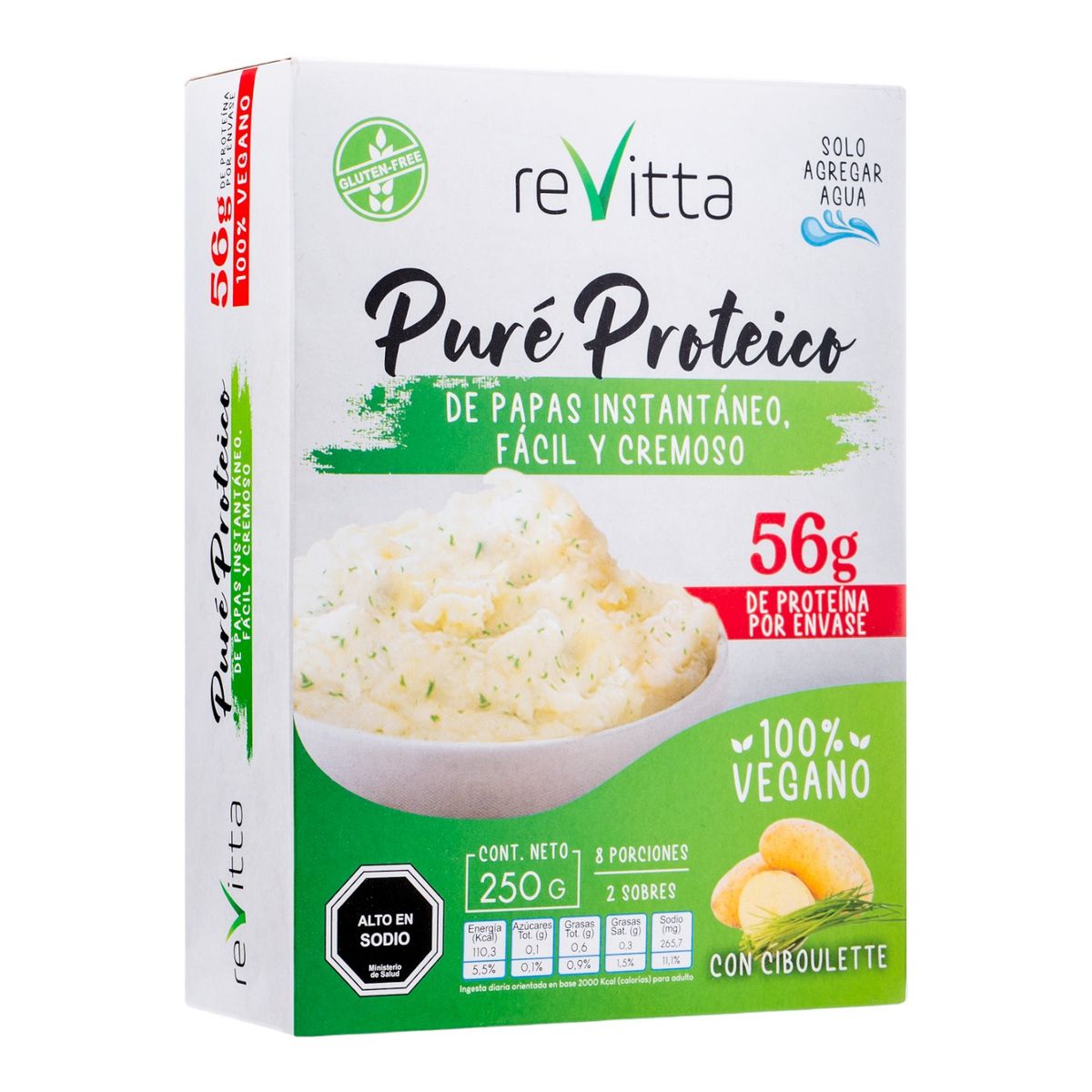 REVITTA WELLNESS - Puré vegano instantáneo sabor ciboullete 250 grs.- Revitta