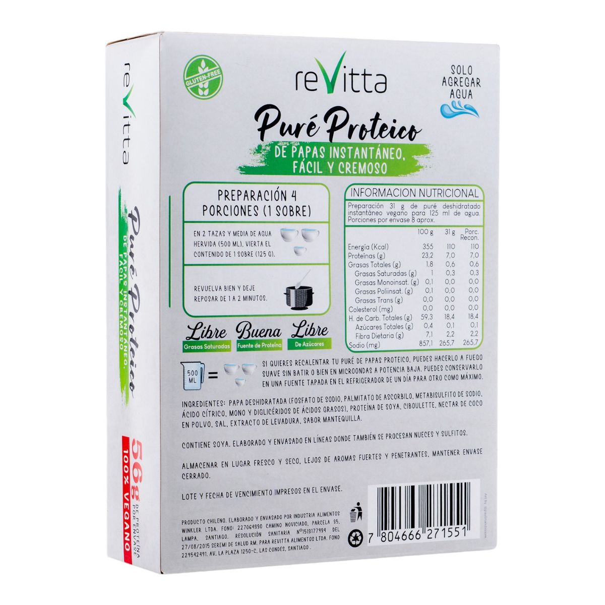 REVITTA WELLNESS - Puré vegano instantáneo sabor ciboullete 250 grs.- Revitta