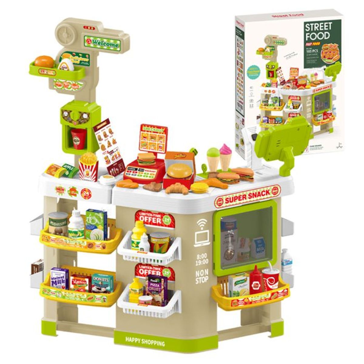 GENERICO - Set Caja Registradora Supermercado Grande 105 Pcs