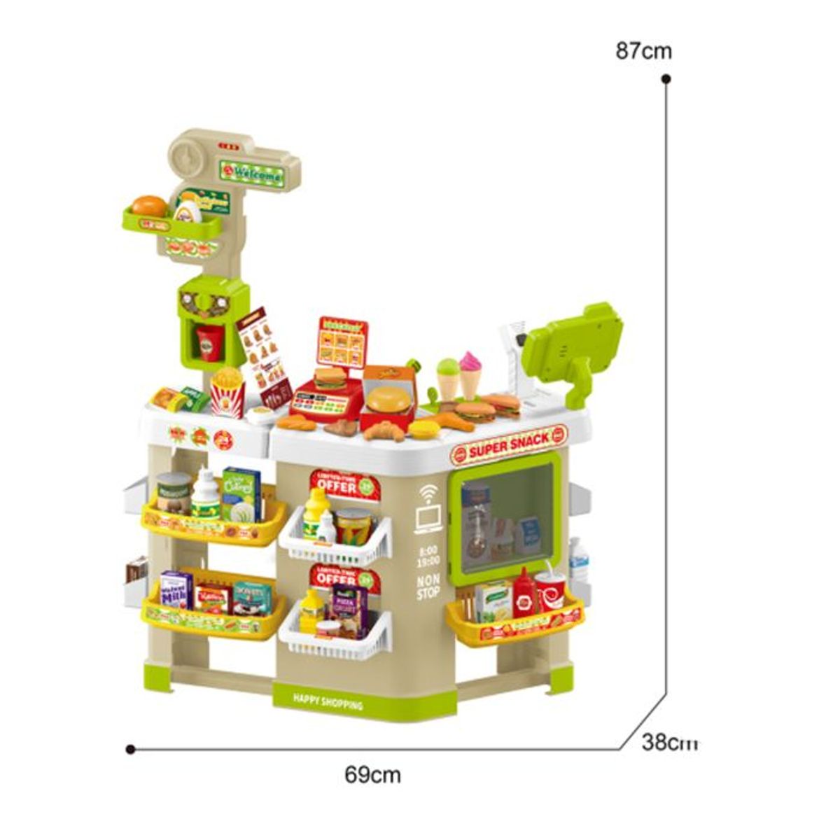GENERICO - Set Caja Registradora Supermercado Grande 105 Pcs