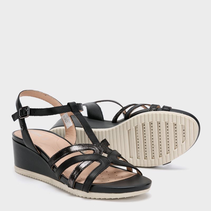 GEOX - Sandalia Mujer Cuero Negra