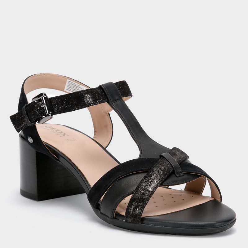 GEOX - Sandalia Mujer Cuero Negra