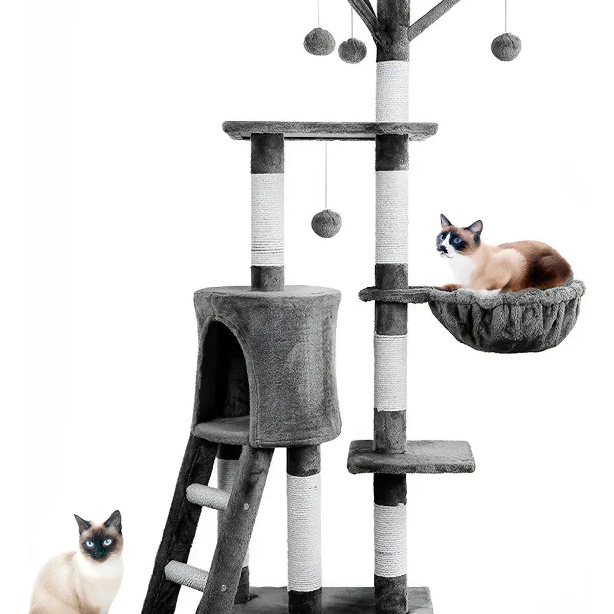 GENERICO - Rascador Torre Arbol Casa De Gato Terciopelo Juguete Gris