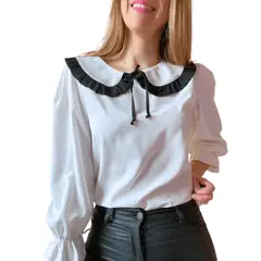 ME MATO TIENDA - Blusa blanca mujer cuello bobo tienda Me Mato