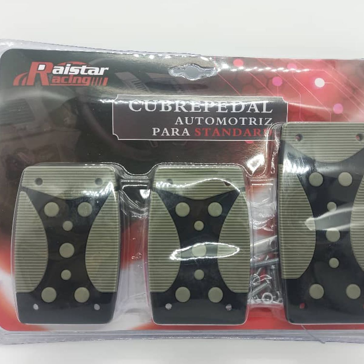 GENERICO - Set cubre pedales  auto 3 piezas de aluminio y goma tunning