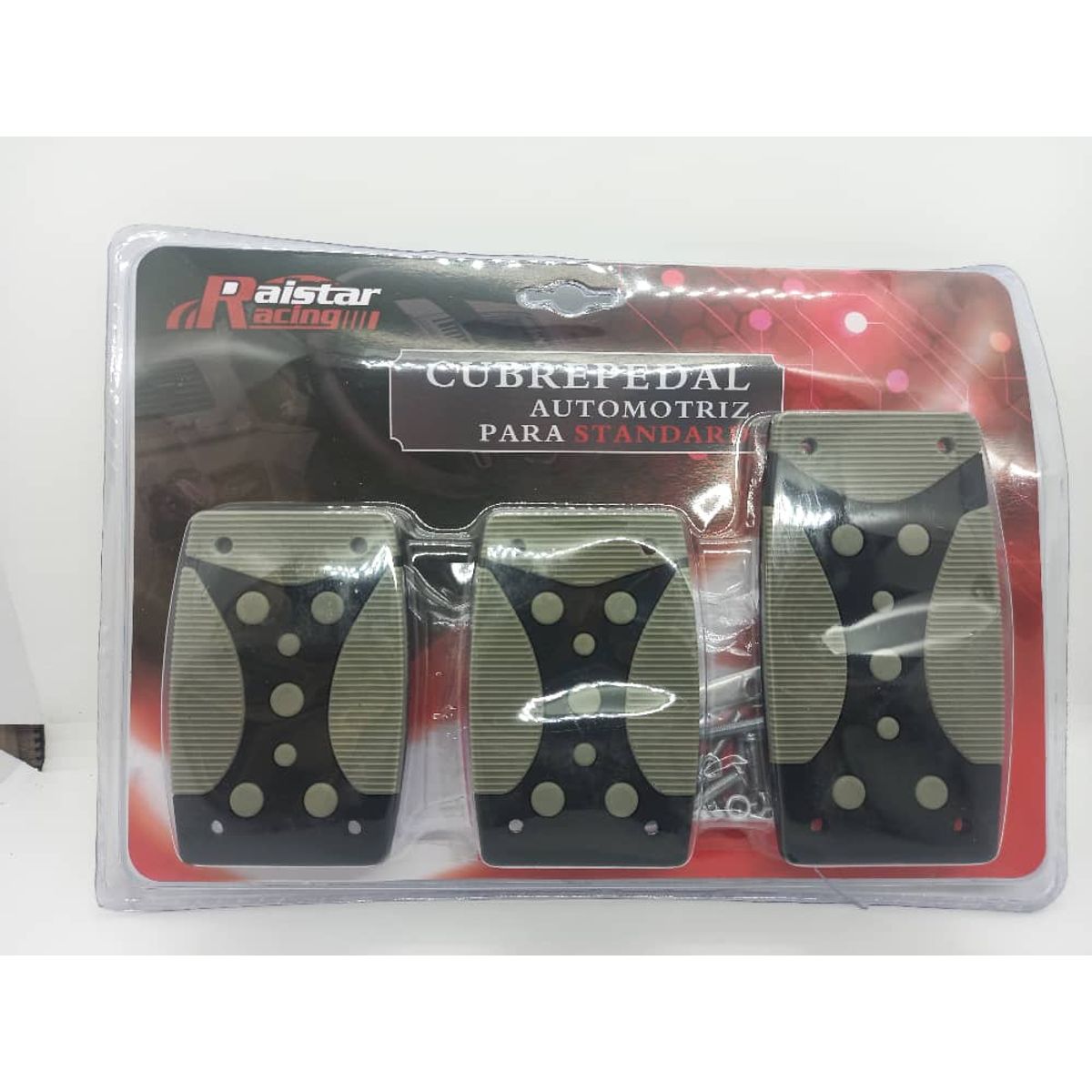 GENERICO - Set cubre pedales  auto 3 piezas de aluminio y goma tunning