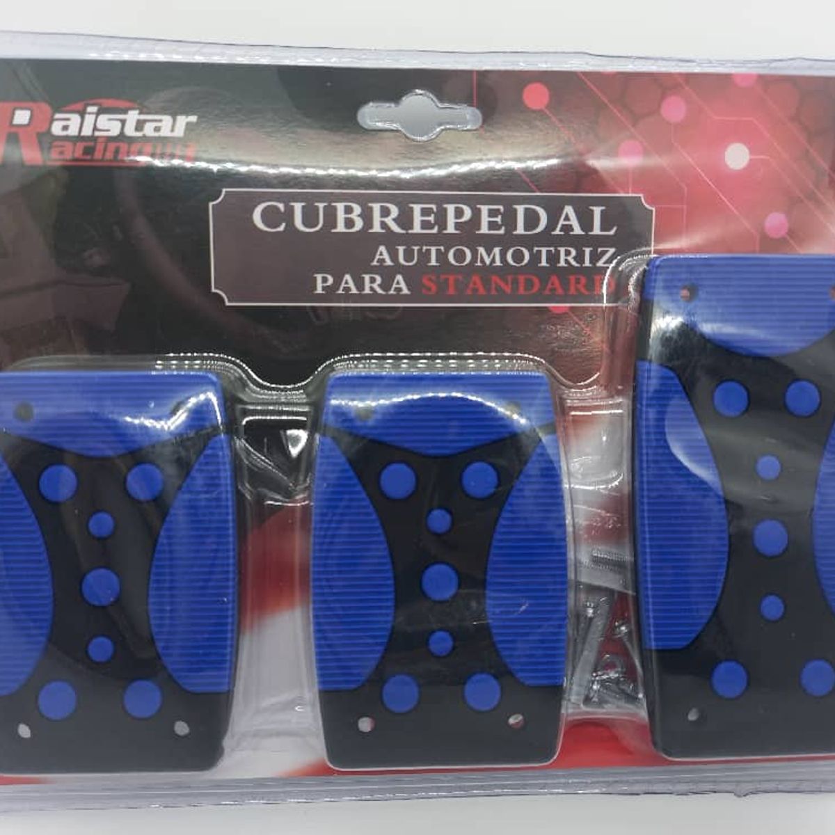 GENERICO - Set cubre pedales  auto 3 piezas de aluminio y goma tunning