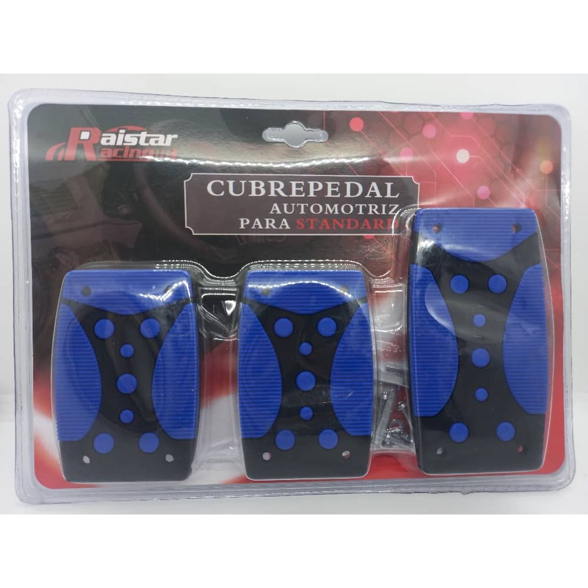 GENERICO - Set cubre pedales  auto 3 piezas de aluminio y goma tunning