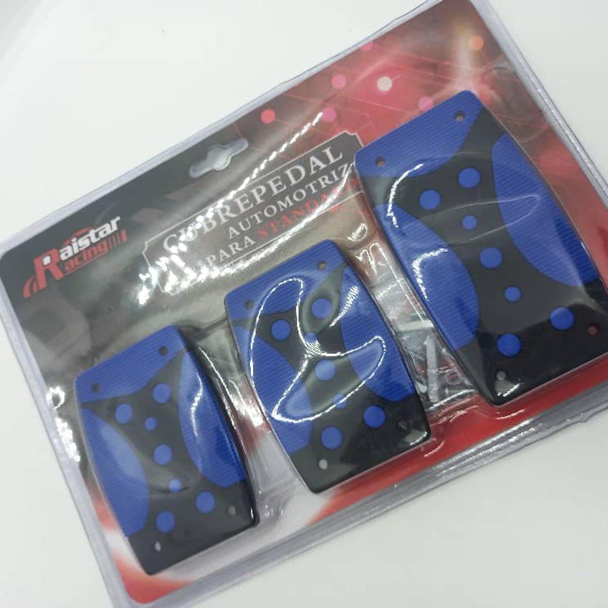 GENERICO - Set cubre pedales  auto 3 piezas de aluminio y goma tunning