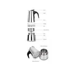 GENERICO - Cafetera Italiana Espresso De Acero Inoxidable 4 Tazas