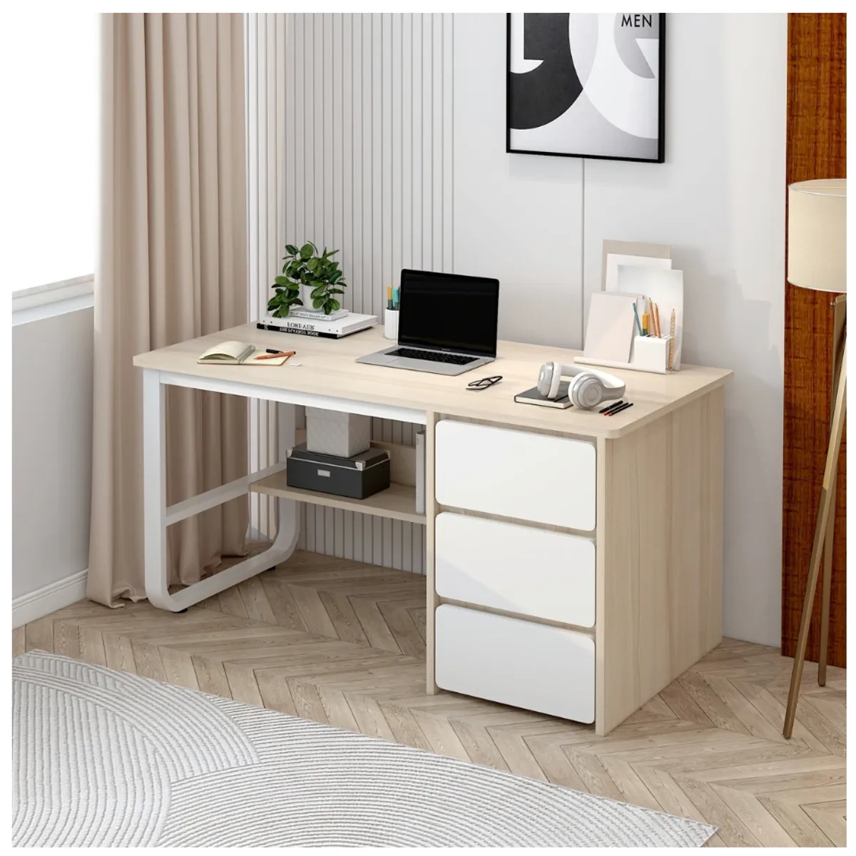 HOMER DESIGN - Escritorio Pata Metal Oficina Cajon 100x50x74cm Homer Design