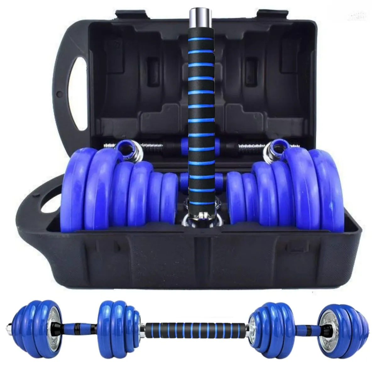 YEP S - Set Mancuernas Y Barra 20 Kg De Metal Cromadas Tuercas Safe