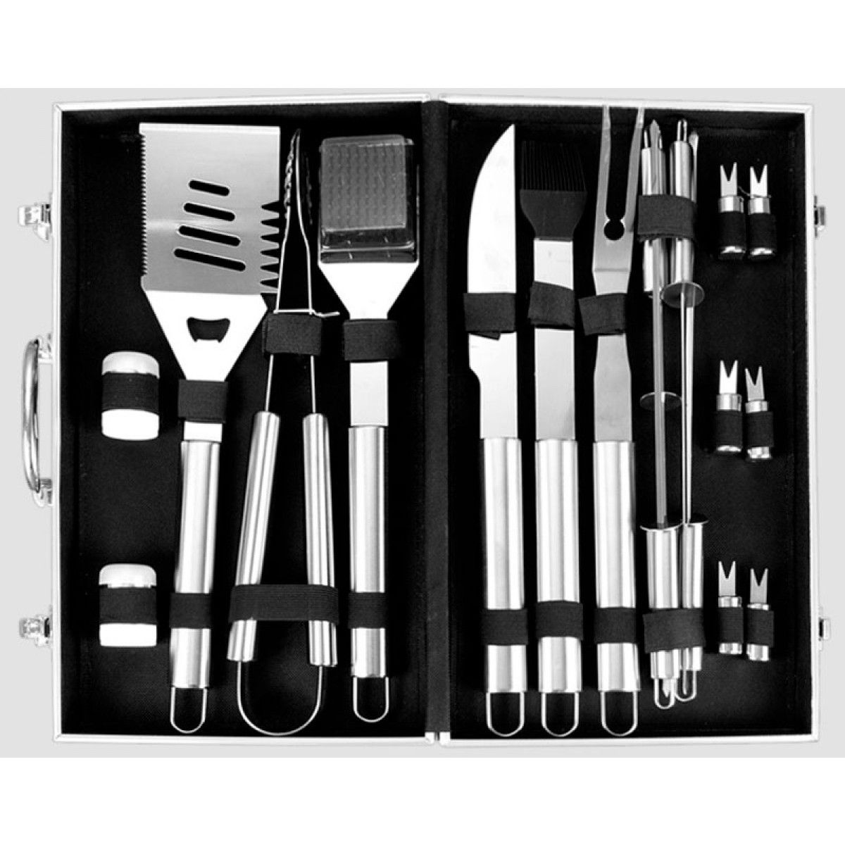 GENERICO - Set parrillero 18 unidades con estuche aluminio Bighouse