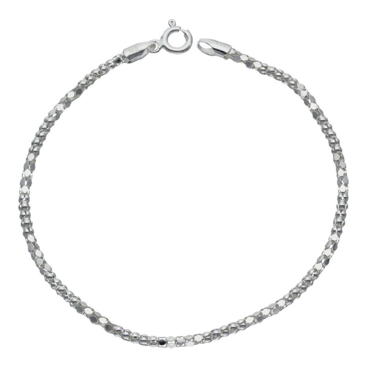 GENERICO - Pulsera Modelo Espuma 16 Cm Plata Ley Italiana 925 + Caja