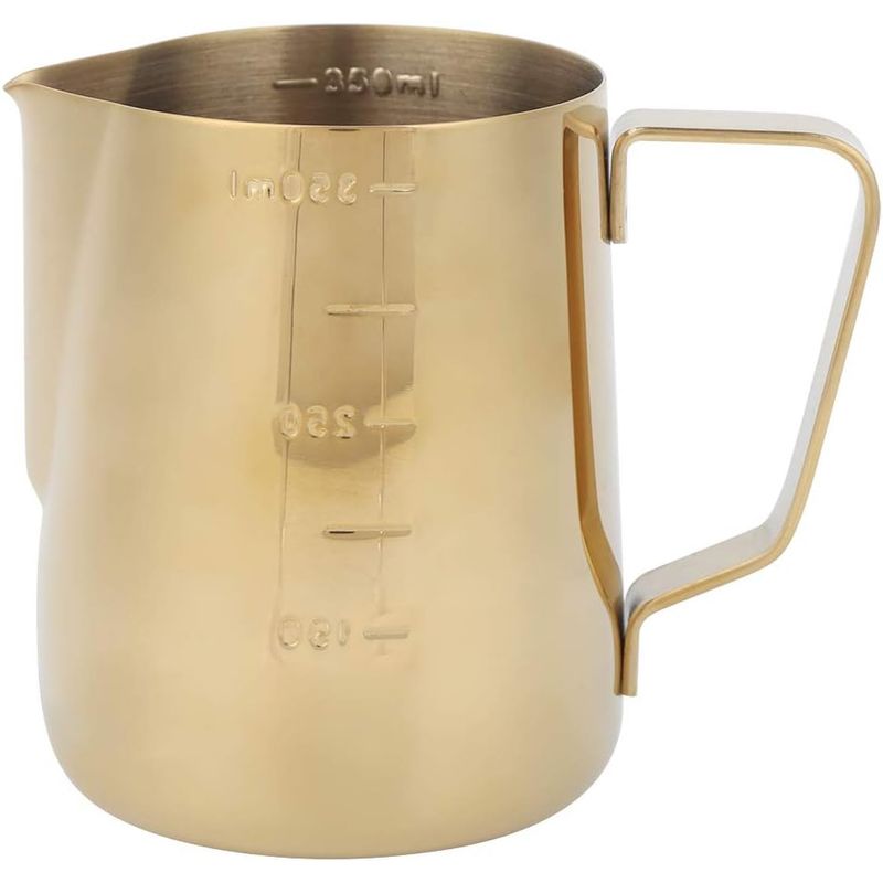 GENERICO - Jarra Espumante De Leche Acero Inoxidable Barismo Coffe 350ml Dorada.