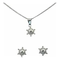GENERICO - Conjunto Aros Perla Pistilo 6 Mm Más Cadena Plata Ley 925