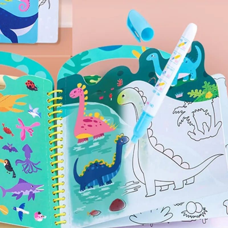 OEM - LIBRO DE DIBUJO PARA COLOREAR PINTURA AL AGUA DINOSAURIO