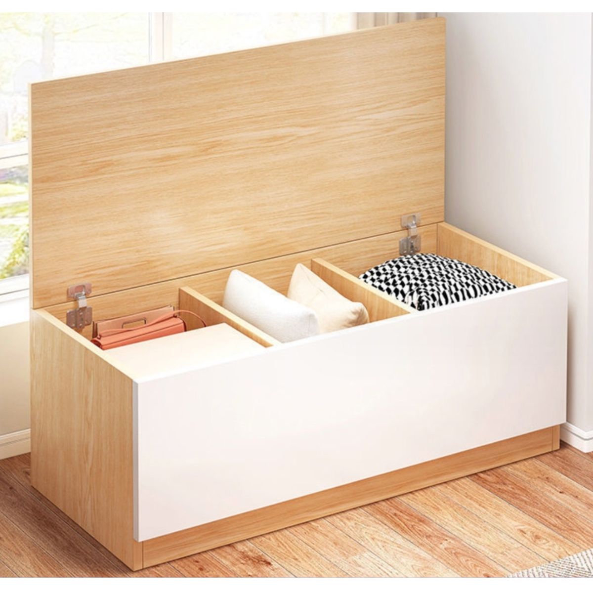 HOMER DESIGN - Organizador De Ropa De Madera Estante Dormitorio Bajo ventanal