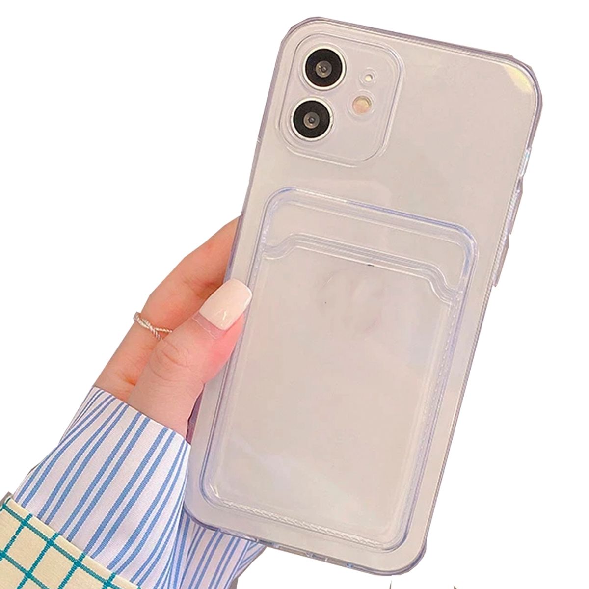 GENERICO - Carcasa Anti Golpes Tarjetero iPhone 14 Pro Transparente