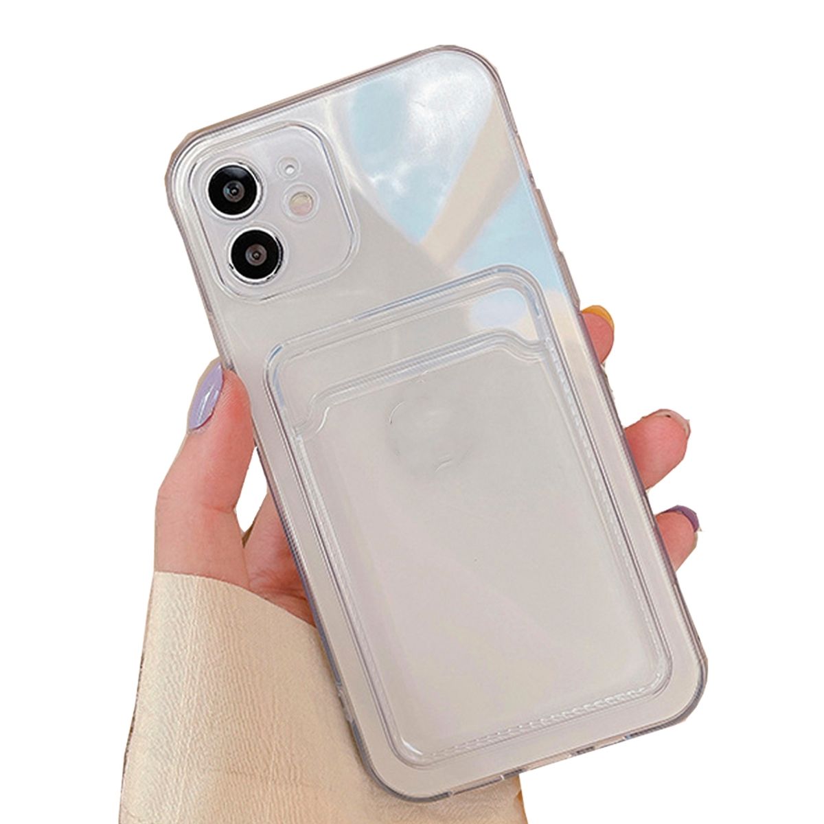GENERICO - Carcasa Anti Golpes Tarjetero iPhone 14 Pro Transparente