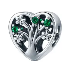 TODOJOYAS - Charm Dije Plata 925 Corazon Arbol Verde