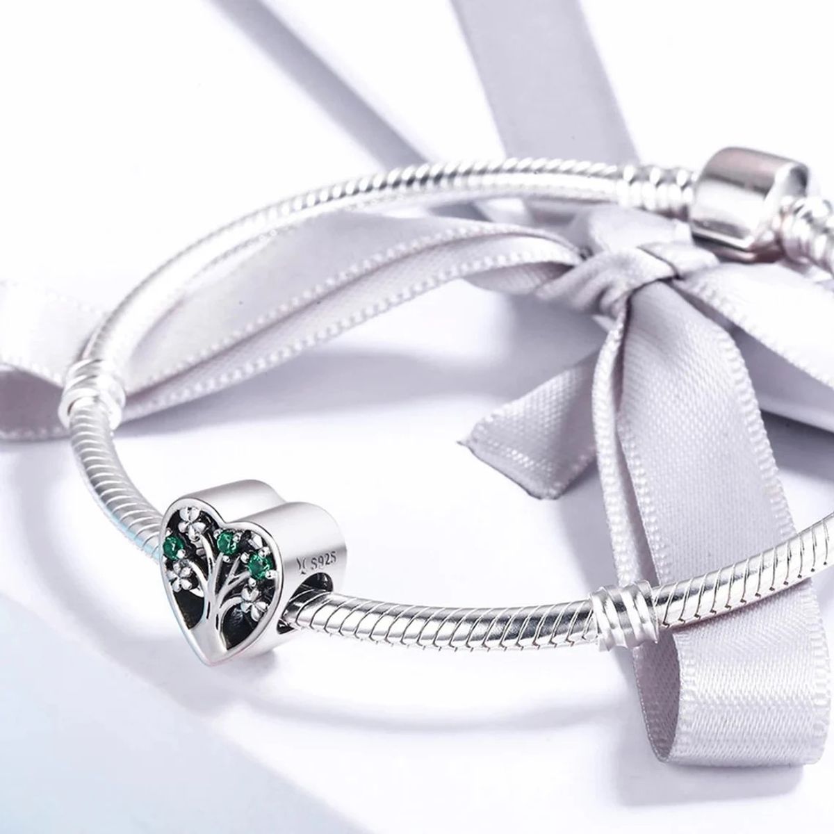TODOJOYAS - Charm Dije Plata 925 Corazon Arbol Verde