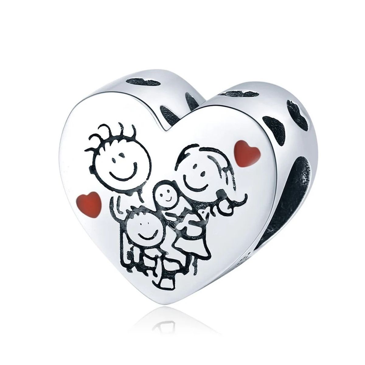 TODOJOYAS - Charm Dije Plata 925 Corazon Familia Love