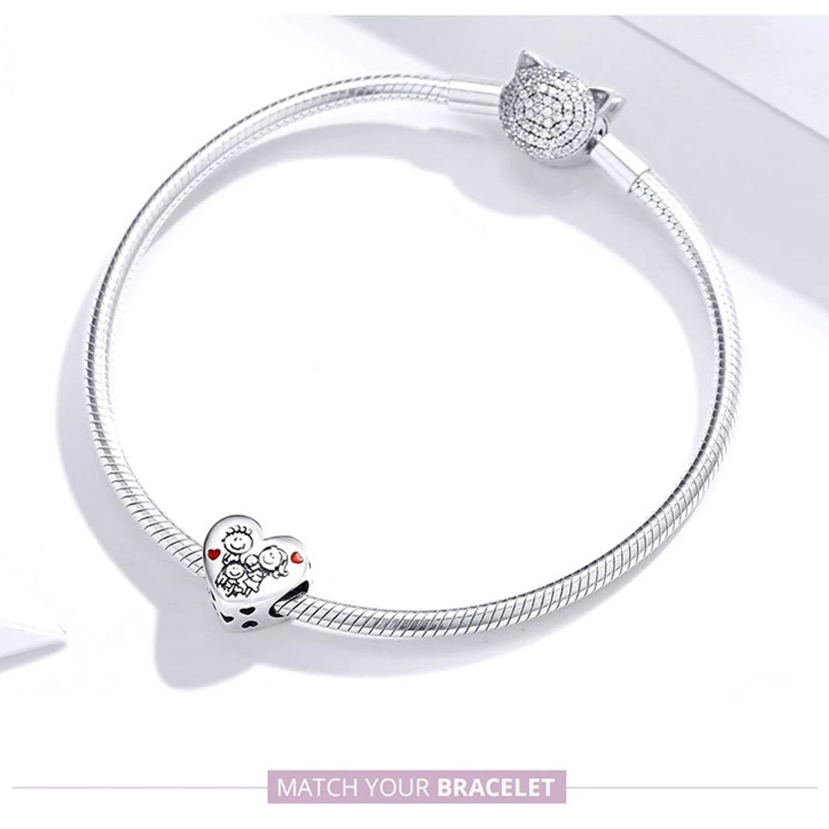 TODOJOYAS - Charm Dije Plata 925 Corazon Familia Love