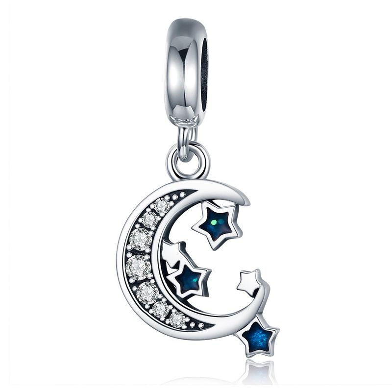 TODOJOYAS - Charm Dije Plata 925 Luna y Estrellas Azul