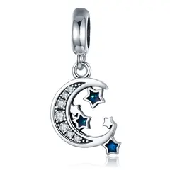 TODOJOYAS - Charm Dije Plata 925 Luna y Estrellas Azul