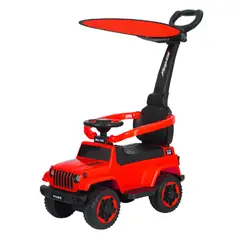 ABMTOYS - Correpasillo Jeep 2 en 1 con Toldo y Bluetooth Rojo