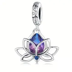 TODOJOYAS - Charm Dije Plata Flor De loto Cristal Tornasol